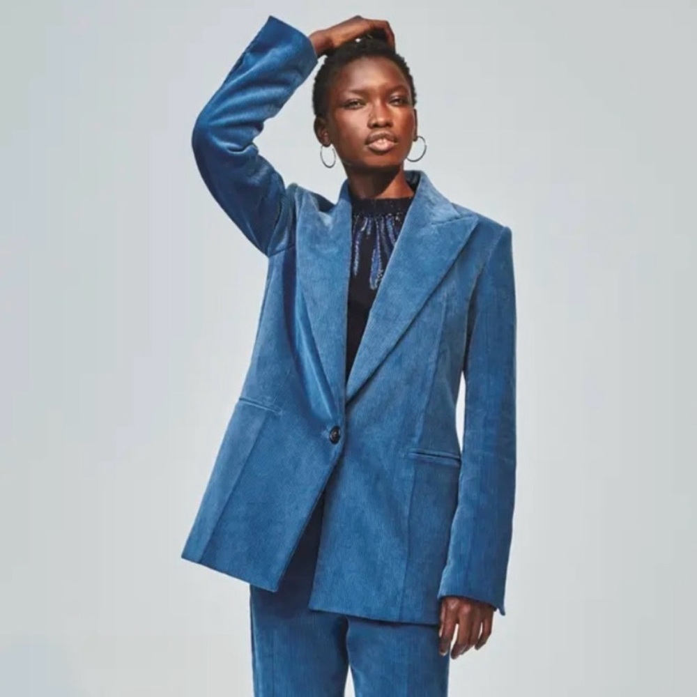 HELMUT LANG Chic Oversized Peak Lapel Corduroy Blazer